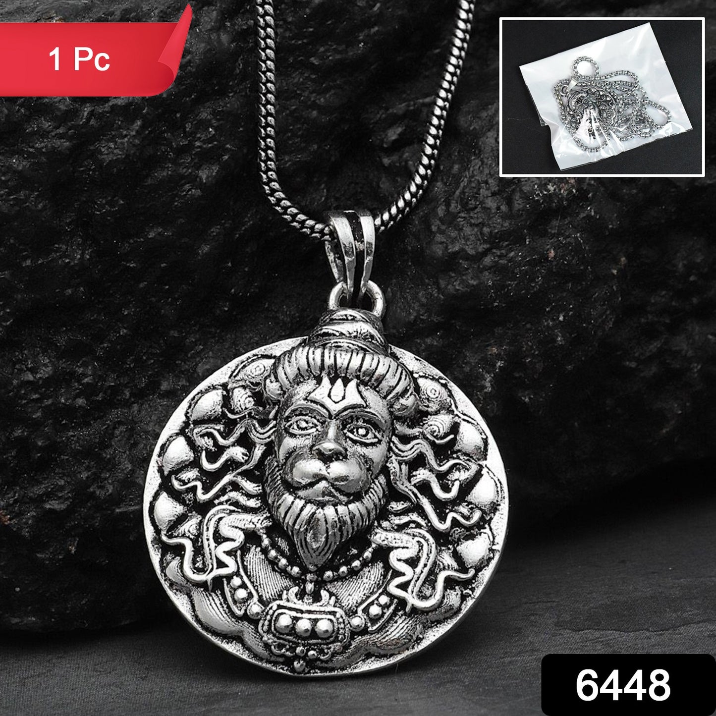 Hanuman Facelocket With Chain Pendant Necklace Chain (1 Pc)