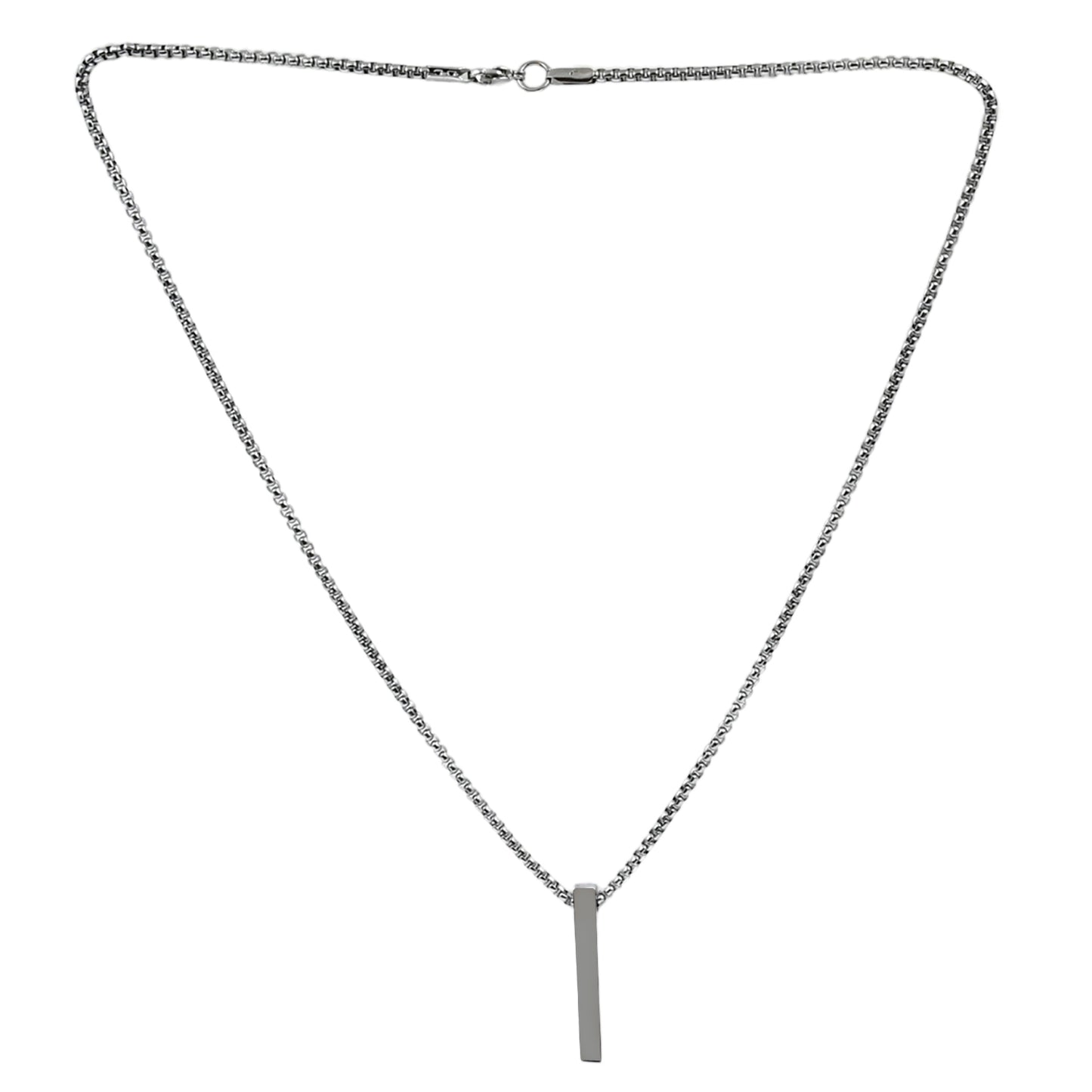 Stainless Steel Plain Stick Shape Locket With Chain (1 Pc)